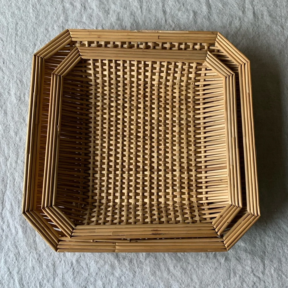 Vintage Rattan Tray Set - Picture 2 of 4